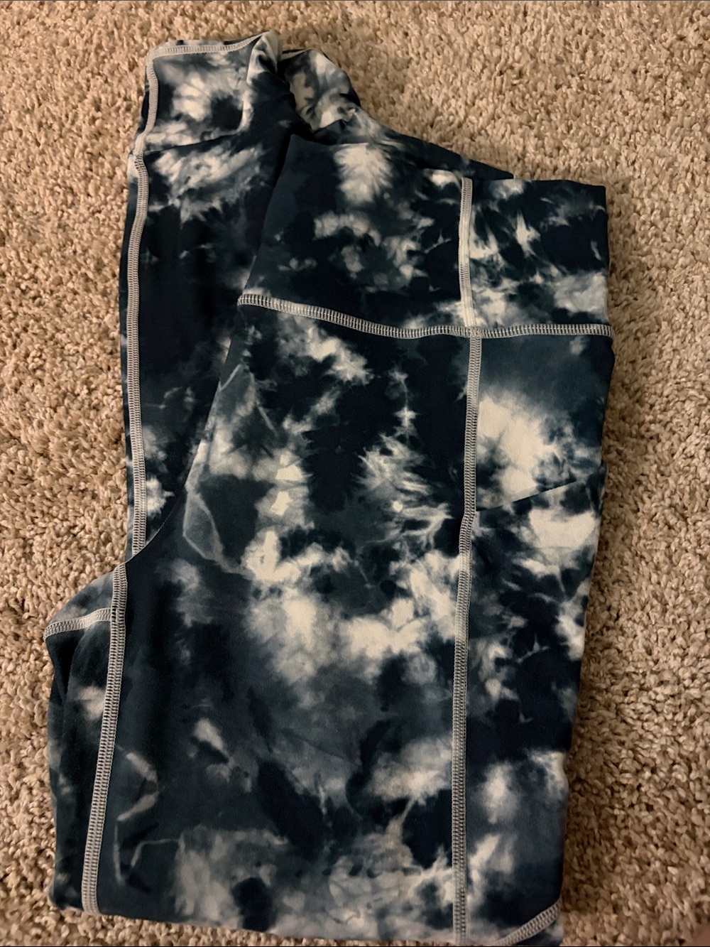 Fabletics Navy and White Tie-Dye Kids Leggings
